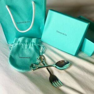 Tiffany & Co. Elsa Peretti® Open Heart Fork and Spoon Baby Set. Brand New